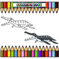tekenfilm dinosaurus kronosaurus voor kleur boek vector