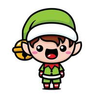 schattig en kawaii Kerstmis elf vector