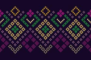 Purper kruis steek traditioneel etnisch patroon paisley bloem ikat achtergrond abstract aztec Afrikaanse Indonesisch Indisch naadloos patroon voor kleding stof afdrukken kleding jurk tapijt gordijnen en sarong vector