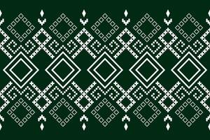 groen kruis steek kleurrijk meetkundig traditioneel etnisch patroon ikat naadloos patroon grens abstract ontwerp voor kleding stof afdrukken kleding jurk tapijt gordijnen en sarong aztec Afrikaanse Indisch Indonesisch vector