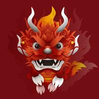 rood Chinese draak vector beeld illustratie met mooi zo details vergelijkbaar naar ai