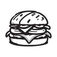 hand- getrokken illustratie van hamburger, Hamburger, cheeseburger vector