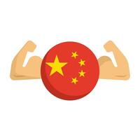 China beweren haar eigen macht met haar spieren. Chinese vlag en biceps. vector. vector