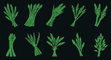 gebeeldhouwd Groenen artistiek asperges silhouet voor creatief projecten vector