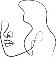 een lijn tekening gezicht. abstract vrouw portret. modern minimalisme kunst. een lijn meisje of vrouw portret ontwerp. hand- getrokken minimalisme stijl vector illustratie. vrouw dame lijn kunst illustratie.