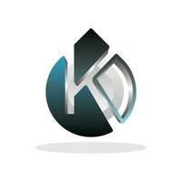 brief k met laten vallen water logo ontwerp, water laten vallen en schoon milieu symbool, logotype element voor sjabloon vector