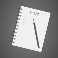 takenlijst, wit notitieboekje met potlood, dagboek, checklist vector