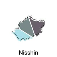 kaart stad van nisshin ontwerp, hoog gedetailleerd vector kaart van Japan vector ontwerp sjabloon, geschikt voor uw bedrijf