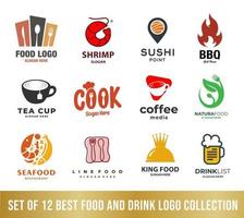 beste set voor het verzamelen van logo's voor eten en drinken, perfect voor bedrijfslogo vector