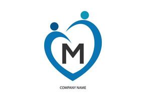 creatief laatste m met Mens eenheid combinatie icoon logo vector