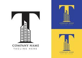 brief t bedrijf logo ontwerp vector