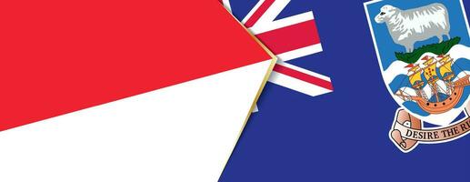 Indonesië en Falkland eilanden vlaggen, twee vector vlaggen.