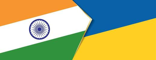 Indië en Oekraïne vlaggen, twee vector vlaggen.