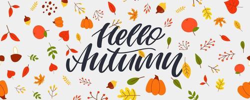 herfstillustratie, banner, vector, herfst, belettering, kaart vector