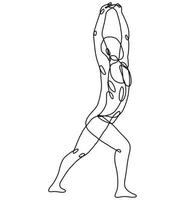 naakt mannelijke menselijke figuur strekkende armen kant doorlopende lijntekening vector