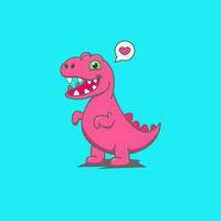 schattig t-rex vector illustratie met liefde babbelen bubbel vlak ontwerp