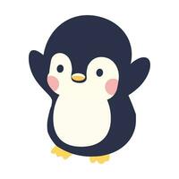 gelukkig vogel pinguïn tekenfilm vlak vector