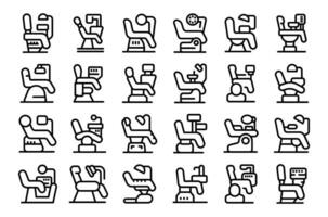 tandheelkundig stoel pictogrammen reeks schets vector. kliniek tandarts vector