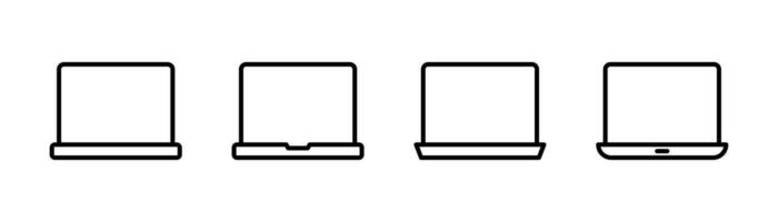 laptop lijn icoon. computer teken. laptop icoon set. notitieboekje symbool. laptop icoon in lijn. bewerkbare hartinfarct. voorraad vector illustratie.