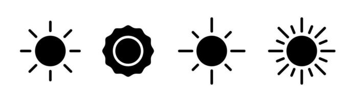 zon glyph icoon. zonlicht symbool. zon icoon set. glyph zon icoon. zonnestraal illustratie. voorraad vector illustratie.