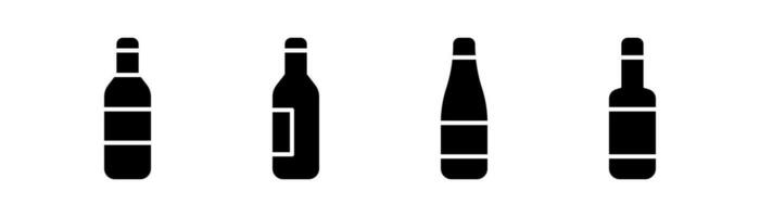 wijn fles icoon. glas van wijn in glief. Champagne fles icoon in glief. wijn fles icoon set. Champagne teken. voorraad vector illustratie.