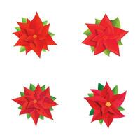 kerstster bloem pictogrammen reeks tekenfilm vector. rood kerstster met ster bloem vector