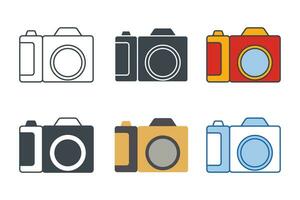 camera icoon verzameling met verschillend stijlen. foto camera icoon symbool vector illustratie geïsoleerd Aan wit achtergrond