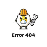 error 404 met de schattige gebakken ei-mascotte vector