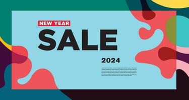 nieuw jaar uitverkoop 2024 kleurrijk abstract banier en groet kaart ontwerp sjabloon vector