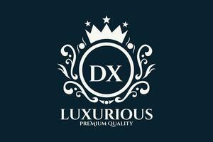 eerste brief dx Koninklijk luxe logo sjabloon in vector kunst voor luxueus branding vector illustratie.