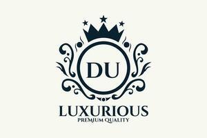 eerste brief du Koninklijk luxe logo sjabloon in vector kunst voor luxueus branding vector illustratie.