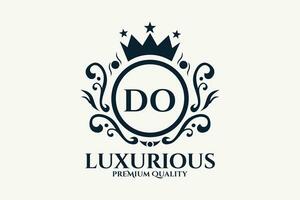 eerste brief Doen Koninklijk luxe logo sjabloon in vector kunst voor luxueus branding vector illustratie.