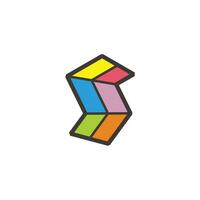 brief s gemakkelijk mozaïek- kleurrijk vouwen logo vector