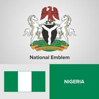 Nigeria Nationaal embleem, kaart en vlag vector