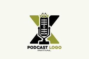 vector initialen brief X met podcast creatief meetkundig modern logo ontwerp.