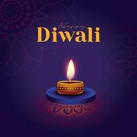 gelukkig diwali ontwerp met diya olie lamp elementen achtergrond, Hindoe religieus diwali festival poster ontwerp vector