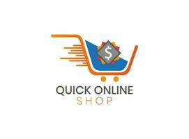 snel online winkel logo ontwerp vector. online snel levering logo ontwerp vrij vector