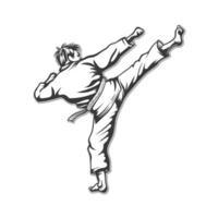 karate vechter strijd stijl vector hand- tekening ontwerp.