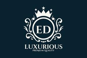 eerste brief ed Koninklijk luxe logo sjabloon in vector kunst voor luxueus branding vector illustratie.