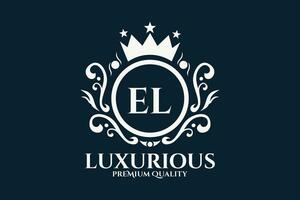 eerste brief el Koninklijk luxe logo sjabloon in vector kunst voor luxueus branding vector illustratie.