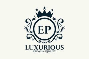 eerste brief ep Koninklijk luxe logo sjabloon in vector kunst voor luxueus branding vector illustratie.