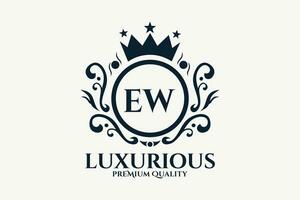 eerste brief ew Koninklijk luxe logo sjabloon in vector kunst voor luxueus branding vector illustratie.