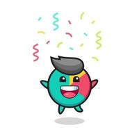 happy chart mascotte springen voor felicitatie met kleur confetti vector