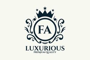 eerste brief fa Koninklijk luxe logo sjabloon in vector kunst voor luxueus branding vector illustratie.