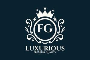 eerste brief fg Koninklijk luxe logo sjabloon in vector kunst voor luxueus branding vector illustratie.