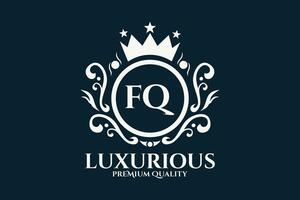 eerste brief fq Koninklijk luxe logo sjabloon in vector kunst voor luxueus branding vector illustratie.