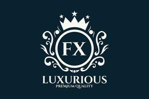 eerste brief fx Koninklijk luxe logo sjabloon in vector kunst voor luxueus branding vector illustratie.