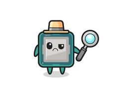 de mascotte van schattige processor als detective vector