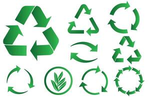 recycle icoon. recycling vector pictogrammen set. eco groen pictogrammen. vlak ontwerp web elementen voor websites en toepassingen.geïsoleerd Aan wit achtergrond. vector illustratie.