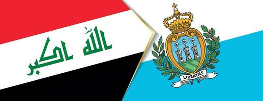Irak en san marino vlaggen, twee vector vlaggen.